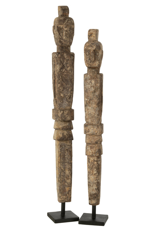 J-Line decoratie Standbeeld Lauwra - hout - naturel - large