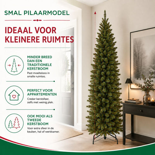 Triumph Tree Bristlecone Fir Pilar - Smalle Kerstboom voor Kleine Ruimtes - Kerstversiering met Volle Uitstraling - Kunstboom met 752 Dennentakken -
