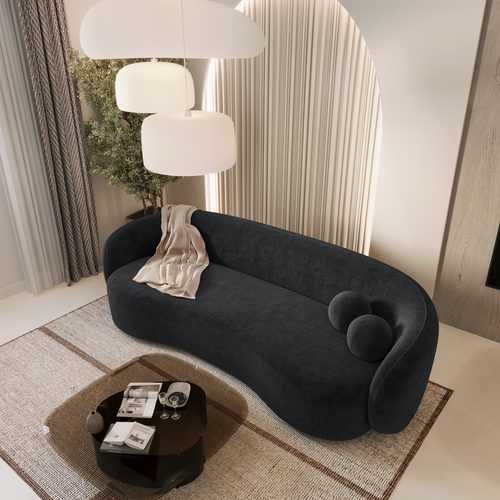 Sia Home - Rechte slaapbanken KATE - Zacht aanvoelende geweven stof - Zwart - 210cm