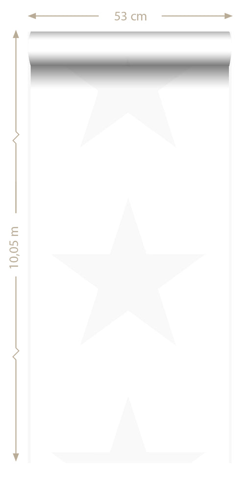Origin Wallcoverings behang grote ster mat wit en glanzend zilvergrijs - 53 cm x 10.05 m - 347503