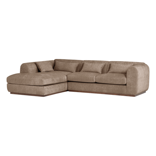 WOOOD hoekbank links Brenvo - Structure Velvet - Lichtbruin - 73x306x178