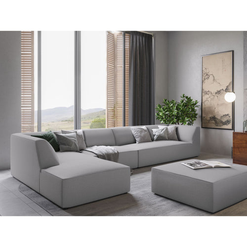 Cosmopolitan Design - Modulaire hoekbank links Siena 5-zits, structurele stof lichtgrijs - 180x366x69cm