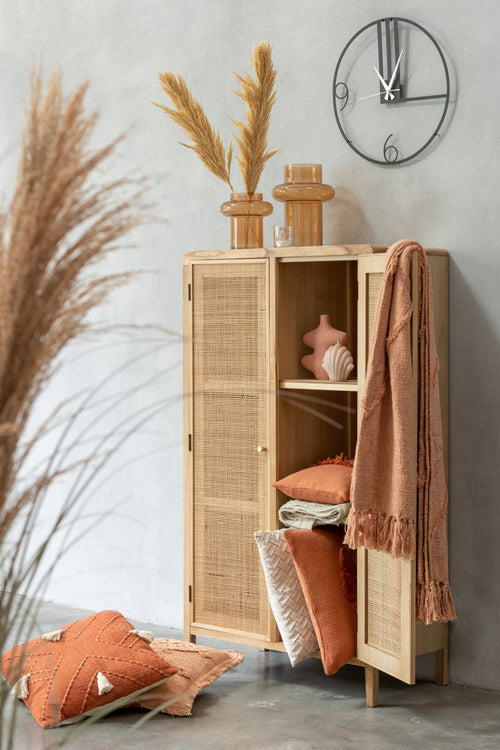 J-Line plaid Kwastjes - katoen - zalm - 190 x 56 cm - vtwonen shop