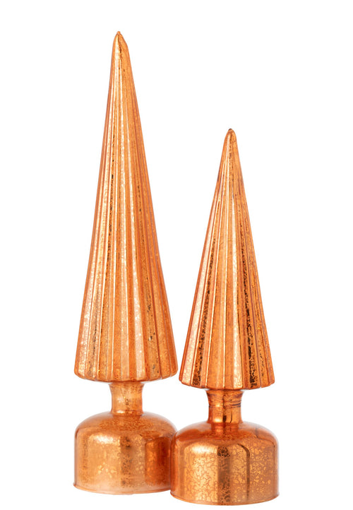J-Line decoratie Boom Draaiend Gekraakt - glas - oranje - large