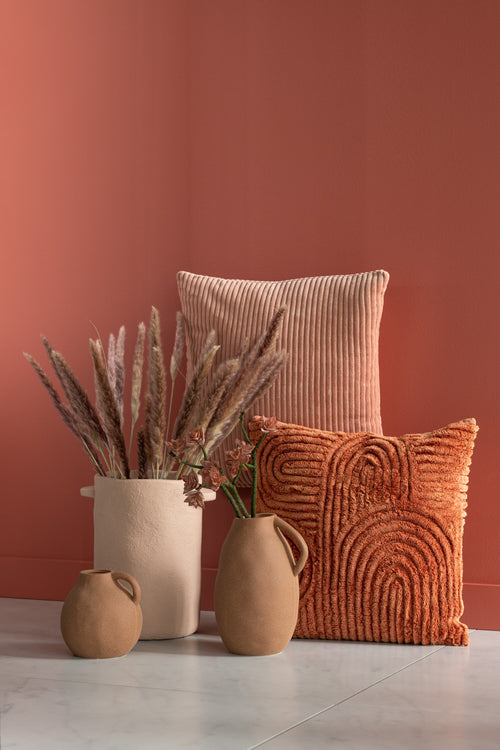 J-Line kussen Velvet Vierkant - katoen - roze - 2 stuks - vtwonen shop