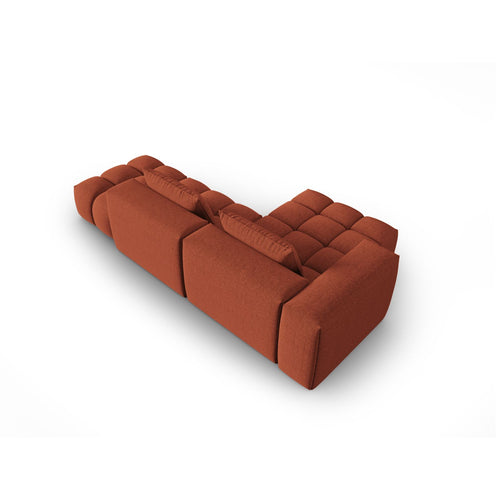Cosmopolitan Design - Modulaire hoekbank links Verona 4-zits, structurele stof koraal - 145x265x70cm