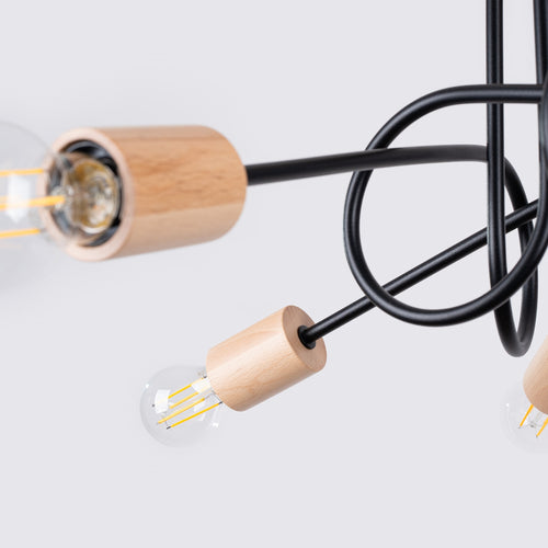 Sollux Lighting Kroonluchter EMBER 5 zwart - 15x61x26cm