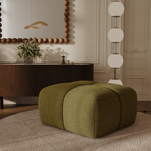 Premium Interiors - Poef MOSS - fluweel met structuur vintage groen 78cm