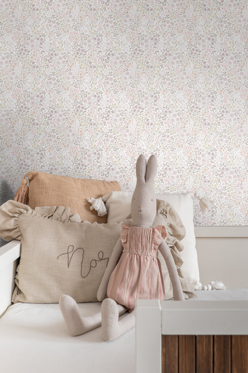 ESTAhome behang bloemetjes lila roze - 53 cm x 10.05 m - 139531