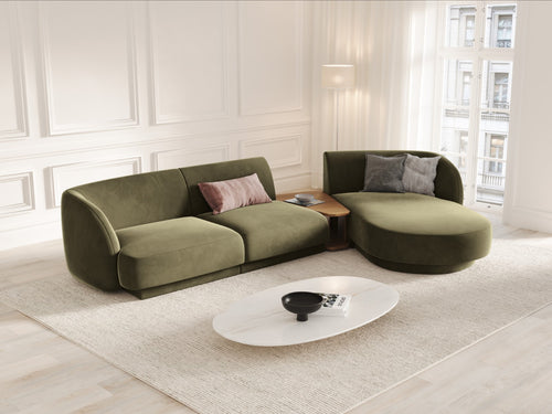 Micadoni Rechte modulaire bank Miley 3-zits, flueel, groente - 178x303x70cm