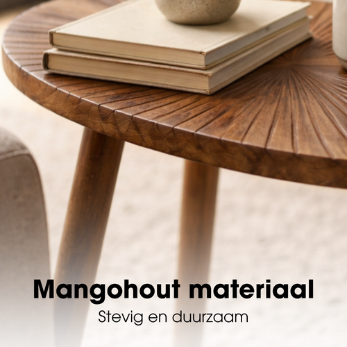 Mica Decorations Pomante Bijzettafel - Tafeltje - Koffietafel van Mangohout - Handig als Plantentafel of Plantenstandaard - Klein Salontafeltje - 50 x