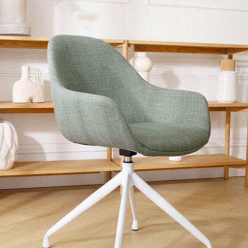 Nolon Nola-Mae Eetkamerstoel Saliegroen - Draaibaar Wit Onderstel - vtwonen shop