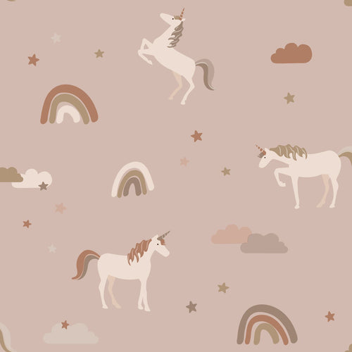 ESTAhome behang unicorns oudroze en terracotta - 50 x 900 cm - 131461