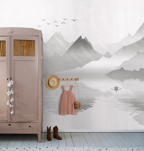 Sanders & Sanders fotobehang berglandschap grijs - 375 x 270 cm - 600969 - vtwonen shop