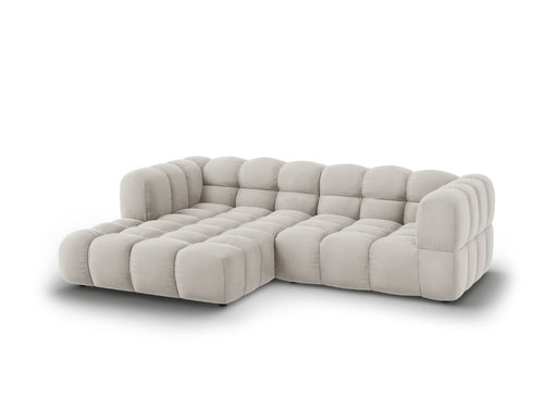 Cosmopolitan Design Modulaire hoekbank links Sky 3-zits, flueel, lichtbeige - 162x244x70cm