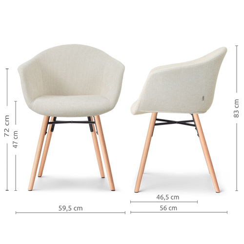 Nolon Nena-Otis Eetkamerstoel Cotton Beige - Armleuning - Stof - vtwonen shop