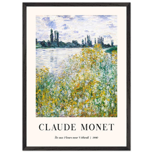 Artfulprints Poster met Lijst Claude Monet - Île aux fleurs near Vétheuil   - 50x70 cm - Groen