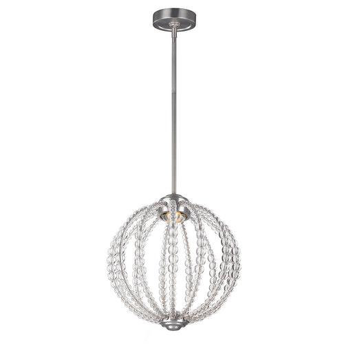 Elstead Oberlin - LED 1-lichts kleine bolvormige plafondhanger satijn nikkel