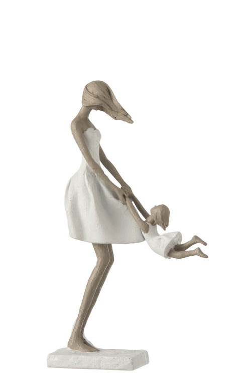 J-Line decoratie Moeder Spelend Met Dochter - polyresin - wit/taupe - vtwonen shop