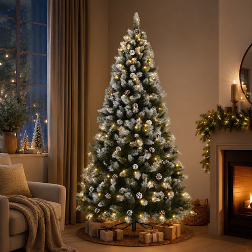 Black Box Trees Pittsfield Kunstkerstboom met 260 LED Lampjes - Kerstboom met Verlichting en Dennenappels - Kerstversiering voor Binnen -