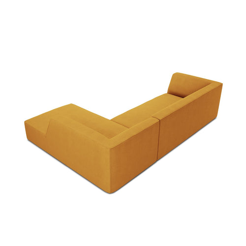 Cosmopolitan Design - Modulaire hoekbank rechts Siena 4-zits, structurele stof geel - 180x273x69cm