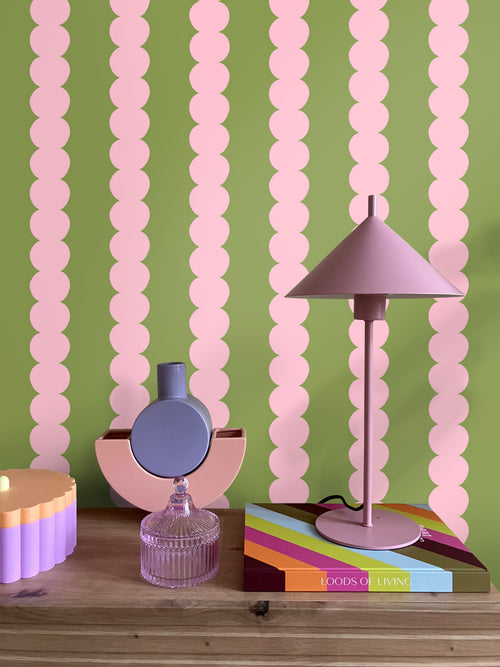 ESTAhome behang grafische print roze en groen - 0.53 x 10.05 m - 131749