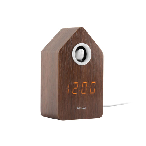Karlsson wekker Cuckoo LED - bruin - 6x9x15.3cm - vtwonen shop