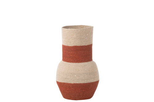 J-Line vaas Strepen - zeegras - naturel/terracotta - 52 cm hoog - vtwonen shop