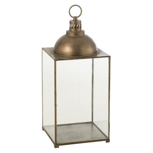 J-Line lantaarn Hagrid - glas/ijzer - brons - medium