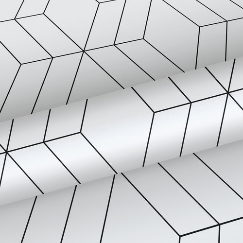 Walls4You behang grafische lijnen zwart wit - 53 cm x 10.05 m - 935327