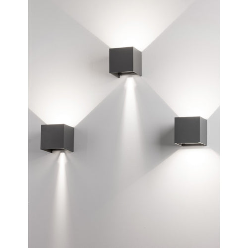 Merano Chicago 2-lichts up-down wandlamp voor buiten donkergrijs aluminium LED 2x3W 510Lm 3000K verstelbaar IP54