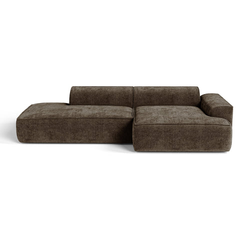 Premium Interiors - Rechthoekige hoekbank HANA - fluweel weefsel expresso bruin 260cm