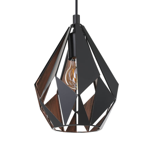 EGLO hanglamp Carlton 1 - e27 - 80,5 cm - zwart/koper - vtwonen shop