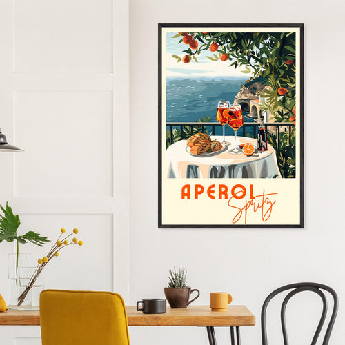 Artfulprints Poster met Lijst Aperol Spritz - Cocktail with a view   - 30x40 cm - Meerkleurig