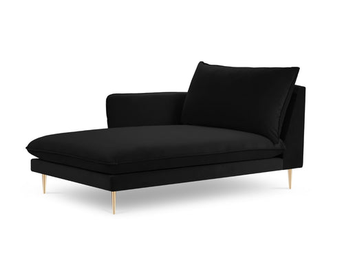Cosmopolitan Design linker meridiaan Vienna flueel, zwart - 170x110x95cm