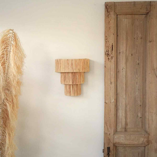 NOA MAY Wandlamp Lulu - naturel - raffia - 32,5 x 31,5 x 16 cm