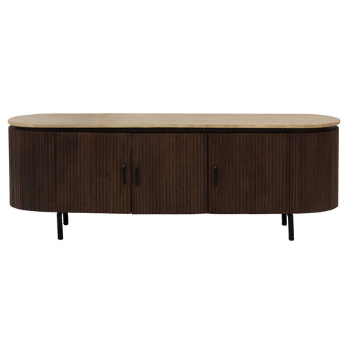 Giga Meubel Tv-Meubel Amber - Mangohout/Metaal/Travertin - Bruin - 160cm