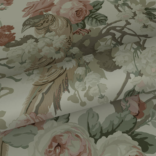 ESTAhome behang bloemen en vogels vergrijsd groen - 50 x 900 cm - 139810 - vtwonen shop