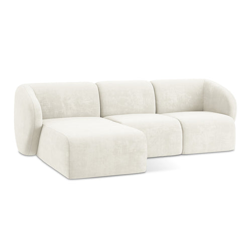 LaMiaSofa hoekbank links Cervo - chenille stof - wit - 248x166x89