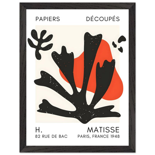 Artfulprints Poster met Lijst Matisse – Abstract bloom black   - 30x40 cm - Zwart