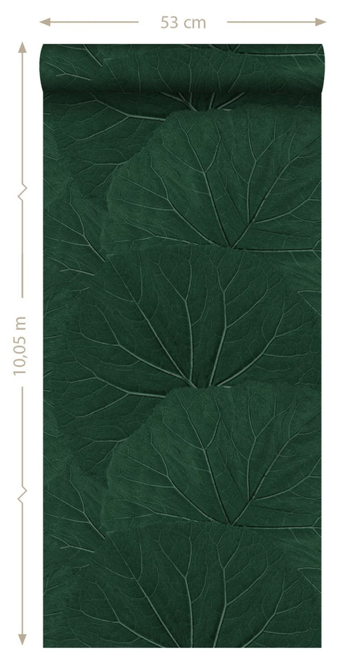 ESTAhome behang grote bladeren emerald groen - 53 cm x 10.05 m - 138997