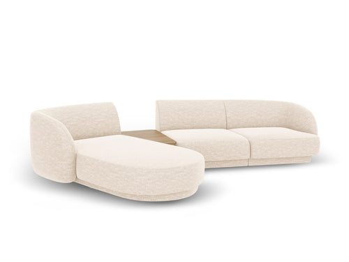 Micadoni linker modulaire bank Miley 3-zits, chenille, lichtbeige - 178x303x70cm