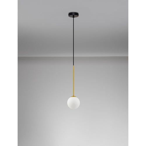 Nova Luce SAVOY Bolvormige hanglamp voor plafond, opaal, satijngoud, matzwart, LED G9 1x5W