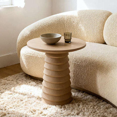 DÉJA Living Bijzettafel Marín - Rond Naturel Mangohout - 46x46x50cm - vtwonen shop