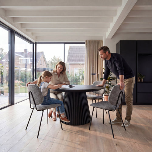 Furnhouse eetkamerstoel Sofia - Grijs - Stof (Bouclé) - Set van 2