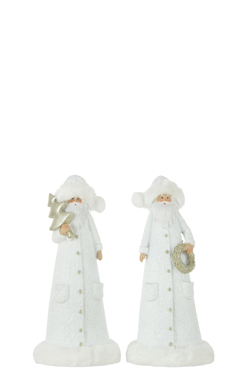 J-Line kerstfiguur Kerstman - polyresin - wit/goud - small - 2 stuks - vtwonen shop