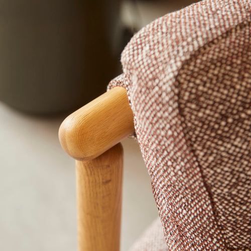 Tikamoon Fauteuil in massief eikenhout en gevlamde stof - Bruin