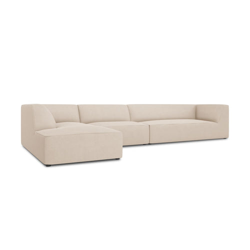 Cosmopolitan Design - Modulaire hoekbank links Siena 5-zits, structurele stof beige - 180x366x69cm