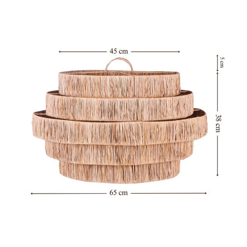 Grote Hanglamp PULAU Ø65 cm – Handgemaakte Plafondlamp van Natuurlijk Raffia – Trapvormige Boho Lamp voor Horeca, Eettafel of Interieur – Sfeervoll... - vtwonen shop