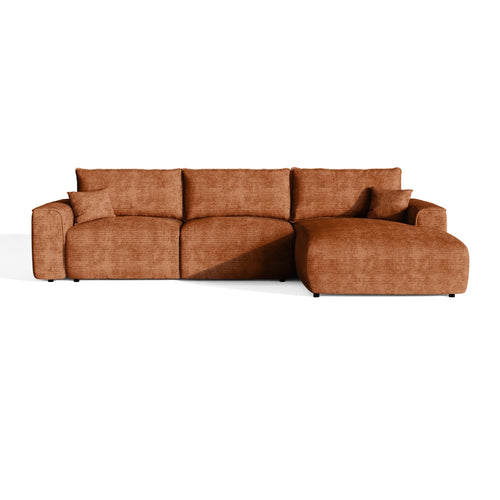 Premium Interiors - Rechthoekige hoekbank met snelle slaapfunctie COMO - corduroy terracotta 300cm